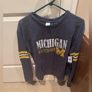 Michigan Wolverines Medium Navy Blue Long Sleeve Shirt. New with tag